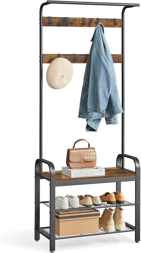 Entryway Bench with Coat Rack