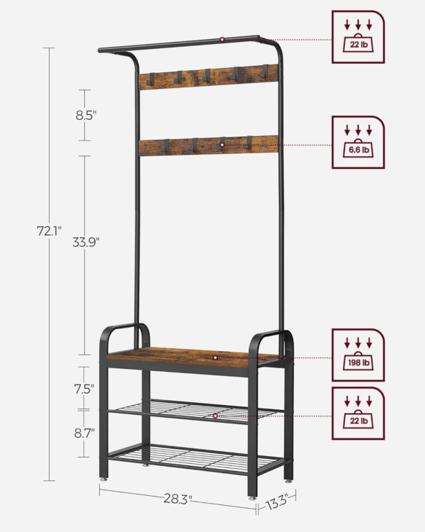 Entryway Bench with Coat Rack