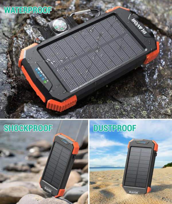 Solar Charger Power Bank For Camping 10,000Mah, Portable Wireless Charger - Image 4