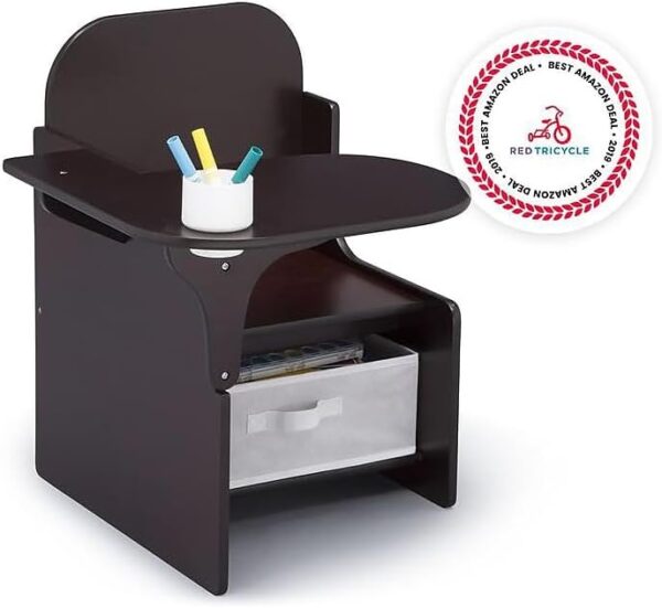 Mysize Chair Desk with Storage Bin, Dark Chocolate - Image 5