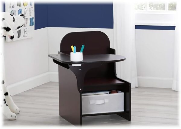 Mysize Chair Desk with Storage Bin, Dark Chocolate - Image 3