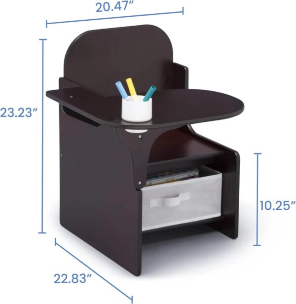 Mysize Chair Desk with Storage Bin, Dark Chocolate - Image 4