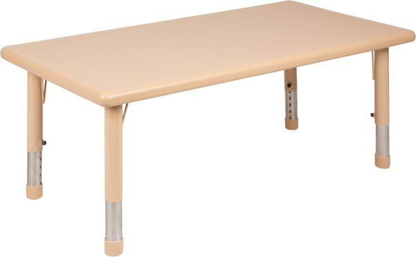 Adjustable Classroom Activity Table with 6 Stackable Chairs, Plastic Activity Table, 24" W X 48" L - Image 7