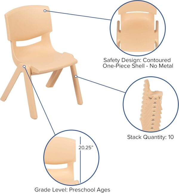 Adjustable Classroom Activity Table with 6 Stackable Chairs, Plastic Activity Table, 24" W X 48" L - Image 3