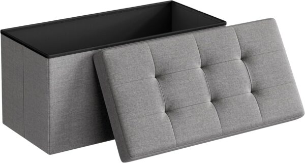 30 Inches Folding Storage Ottoman Bench, Ottoman Foot Rest, End of Bed Bench, Storage Chest, Load 660 Lb